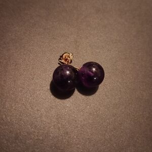 1/4" Deep Purple Amethyst Sphere Earrings with Hypoallergenic Gold Backings